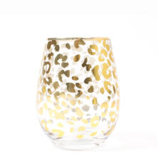 drinking cup stemless wine glass with gold decal